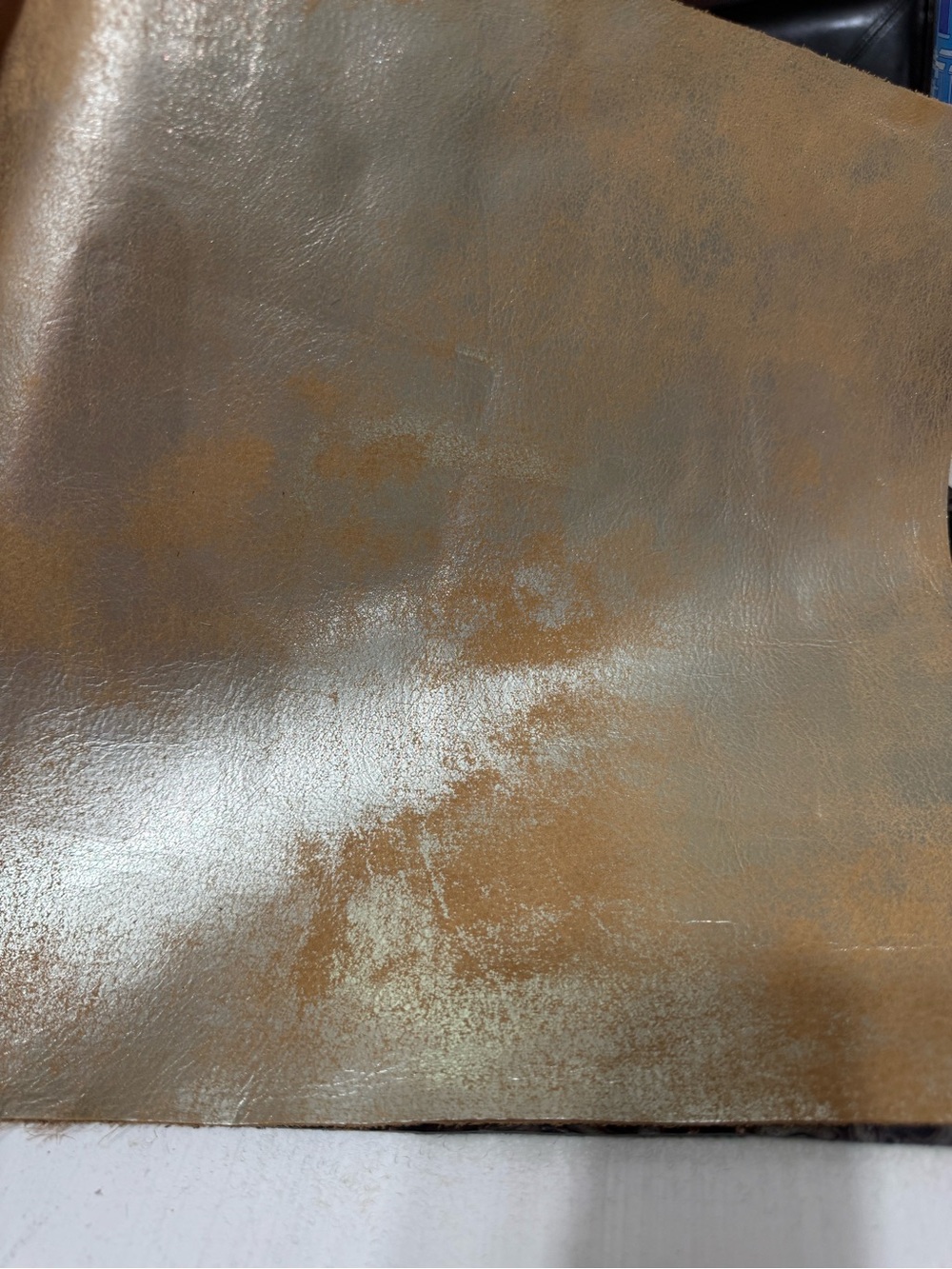 12” x 12” Genuine Leather Piece – Metallic Antique Gold/Bronze Distressed Finish